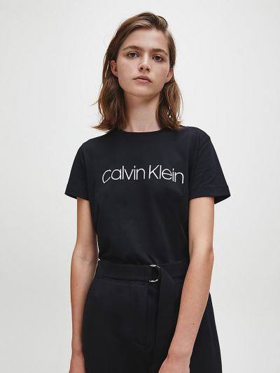 Calvin Klein Ruhák HU026787 | Calvin Klein Organic Cotton Logo Női Póló Fekete